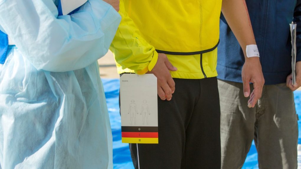 防災訓練のトリアージ判定患者