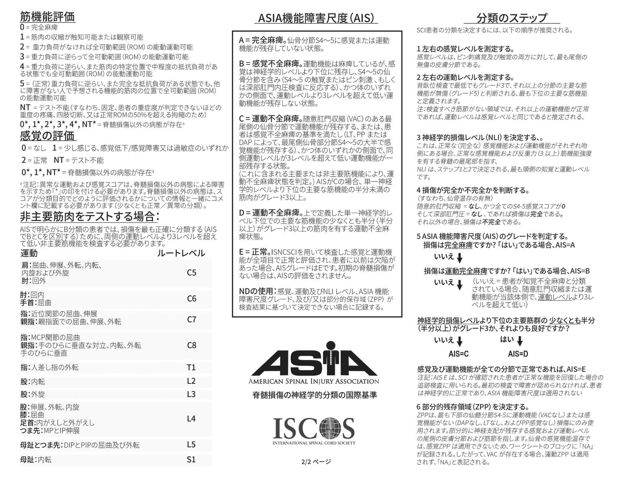 パッと確認】ASIA分類｜脊髄損傷レベル・症状の評価 | 医療キャリアナビ