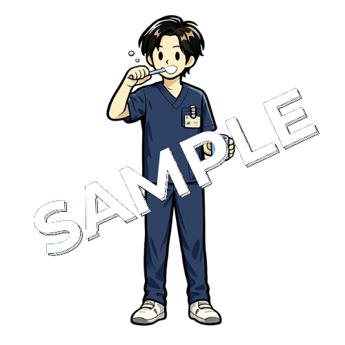 歯磨きをする男性理学療法士のイラスト
