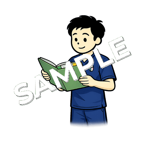 カルテを確認する男性柔道整復師のイラスト