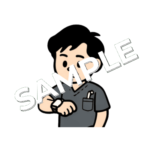 時計を見る男性鍼灸師のイラスト