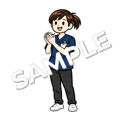 拍手する女性理学療法士のイラスト
