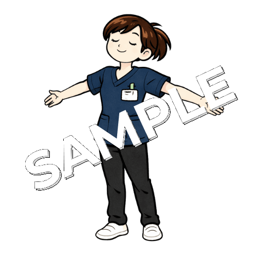 深呼吸する女性理学療法士のイラスト