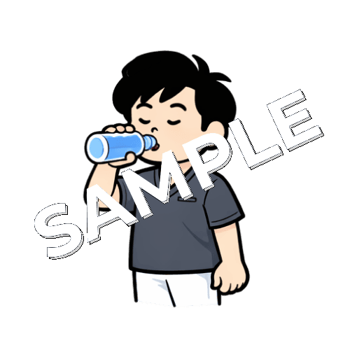 ペットボトルの水を飲む男性鍼灸師のイラスト