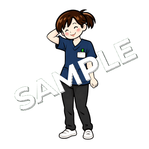 照れる女性理学療法士のイラスト
