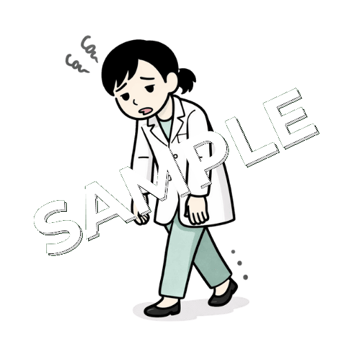 疲れている女性薬剤師のイラスト