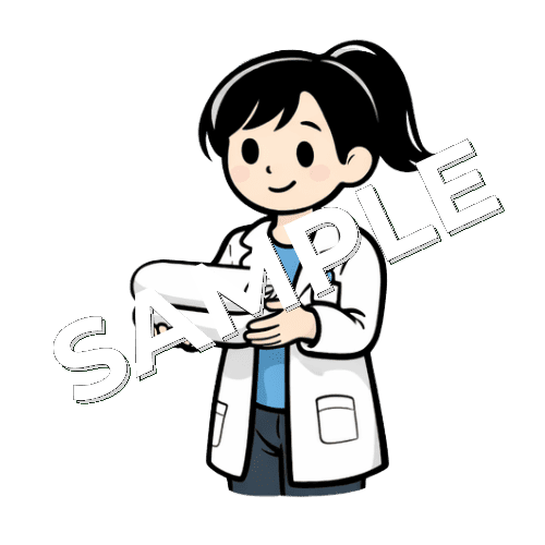 タオルをたたむ女性薬剤師のイラスト