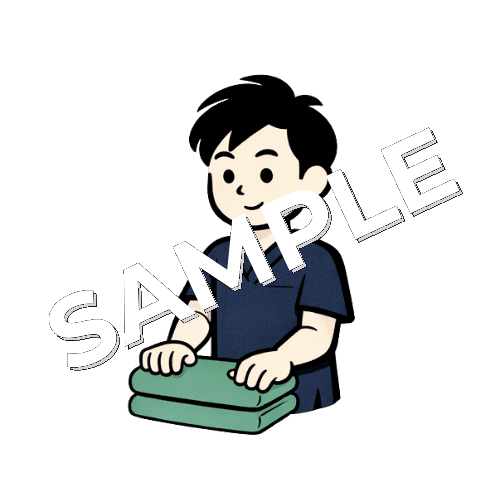 タオルを畳む男性鍼灸師のイラスト