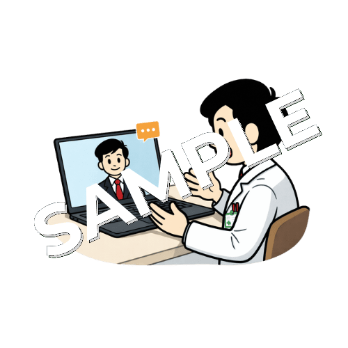 オンライン面接する男性鍼灸師のイラスト