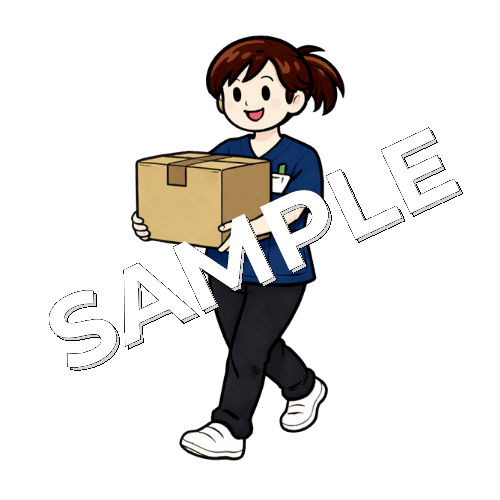荷物を持ち運ぶ女性理学療法士のイラスト
