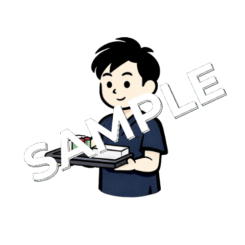 トレーを持つ男性鍼灸師のイラスト