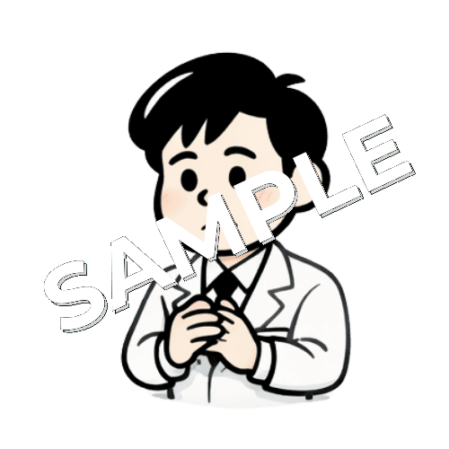 指を絡める男性薬剤師のイラスト