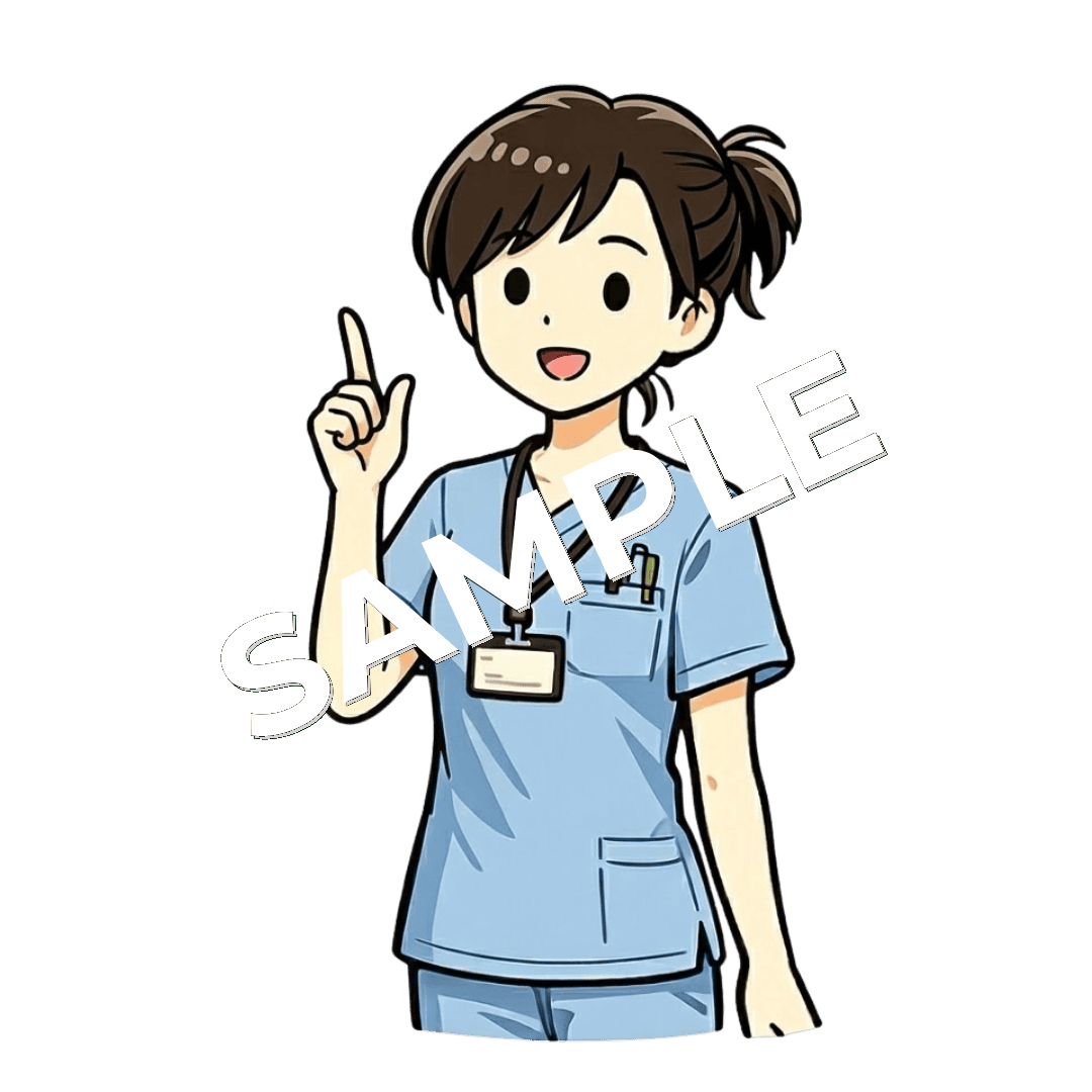 閃いたような女性柔道整復師のイラスト