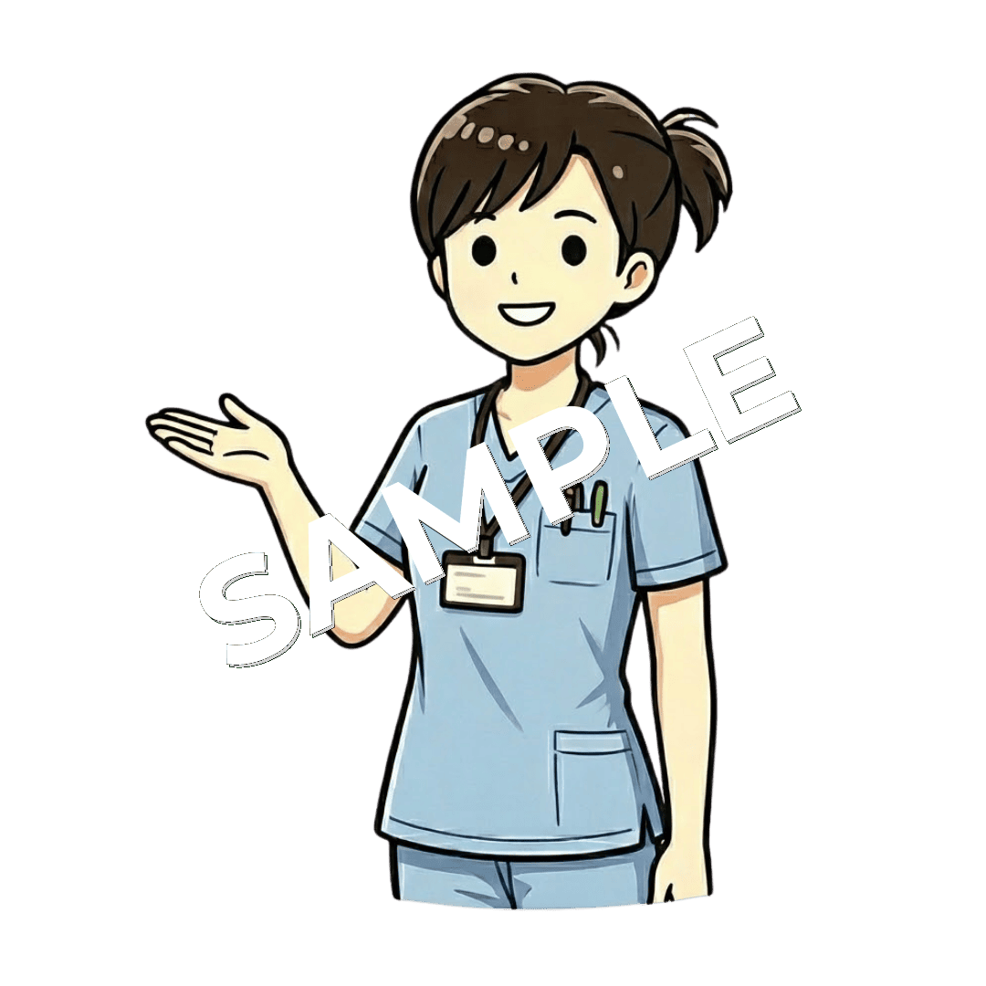 案内している女性柔道整復師のイラスト