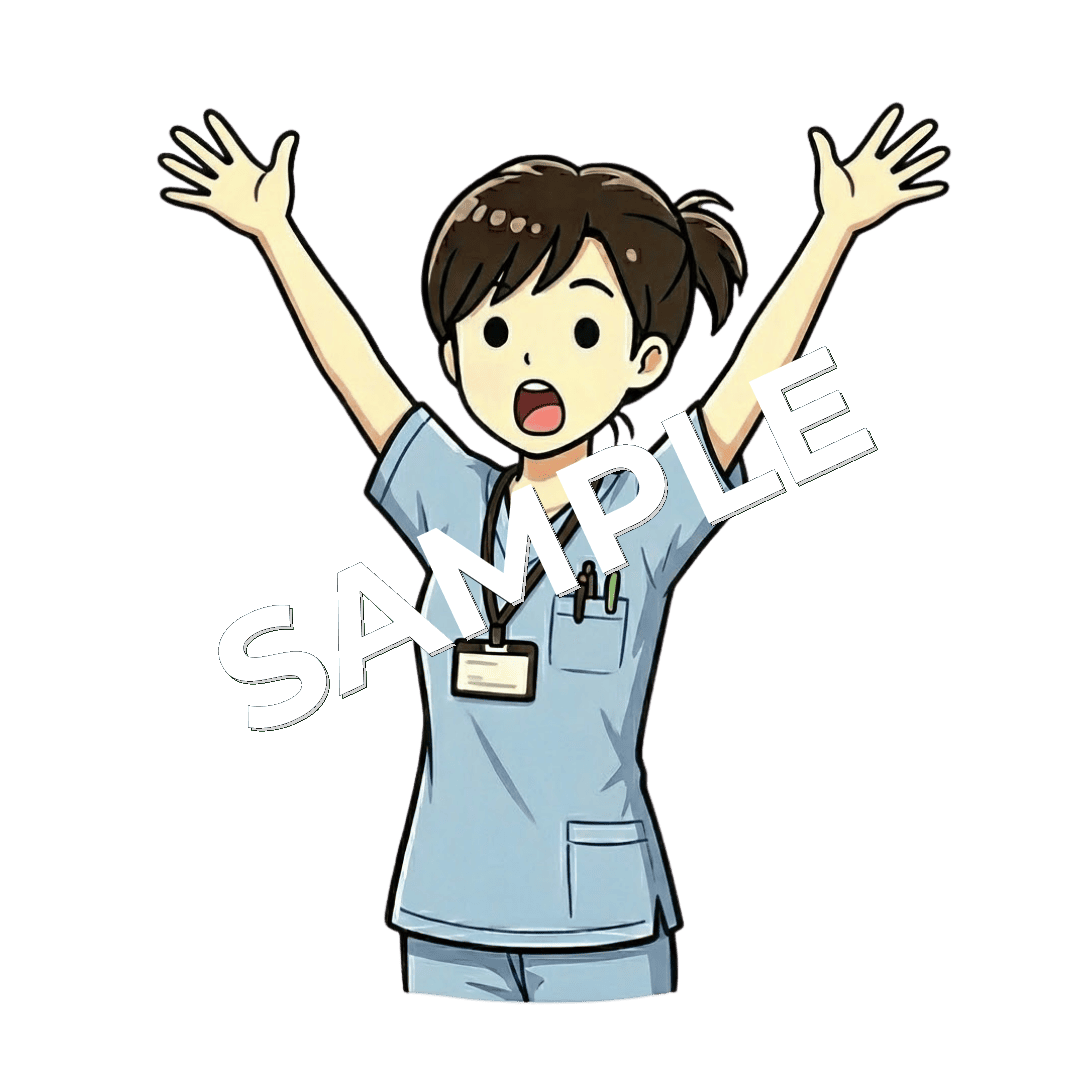 驚いている女性柔道整復師のイラスト