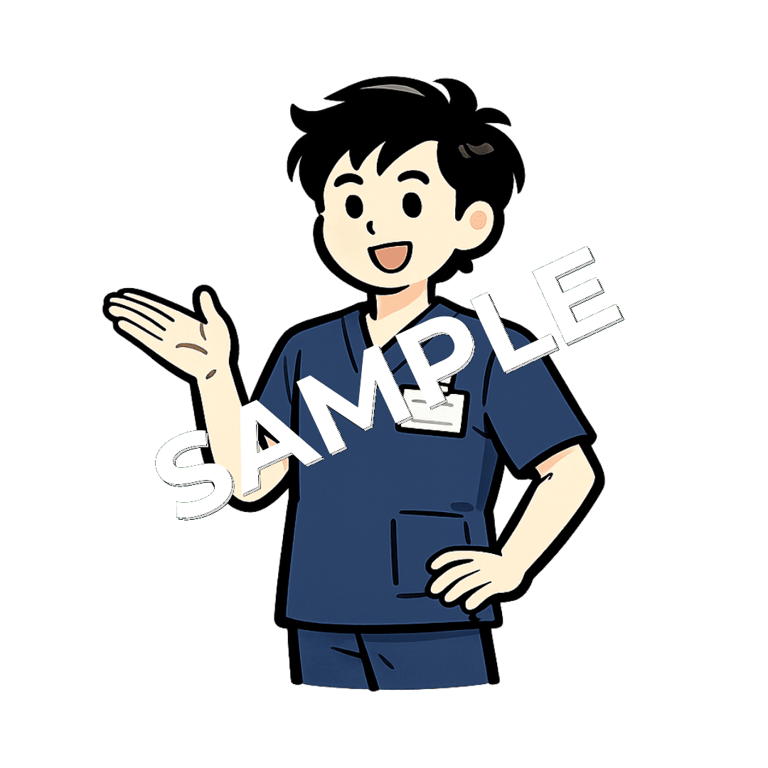 案内している男性柔道整復師のイラスト