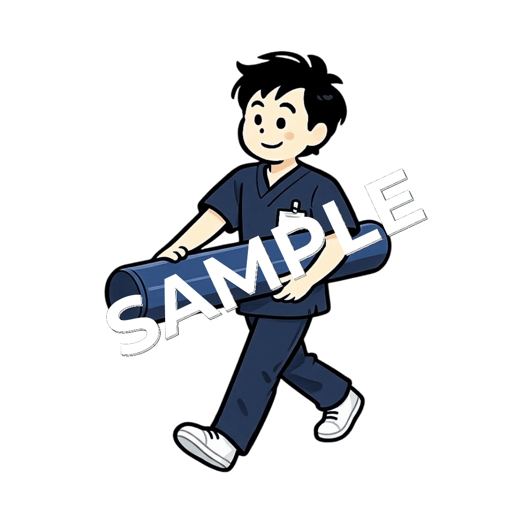 ストレッチポールを持ち運んでいる男性柔道整復師のイラスト