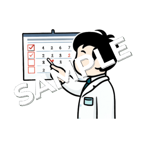 カレンダーを見る男性鍼灸師のイラスト