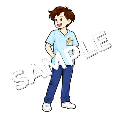 横を見る男性作業療法士のイラスト