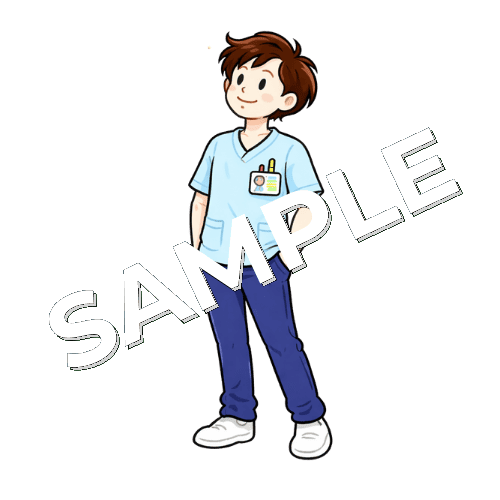 上を見る男性作業療法士のイラスト