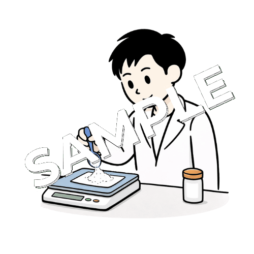 薬を計量している男性薬剤師のイラスト