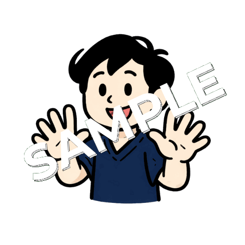 指で10のポーズをする男性鍼灸師のイラスト
