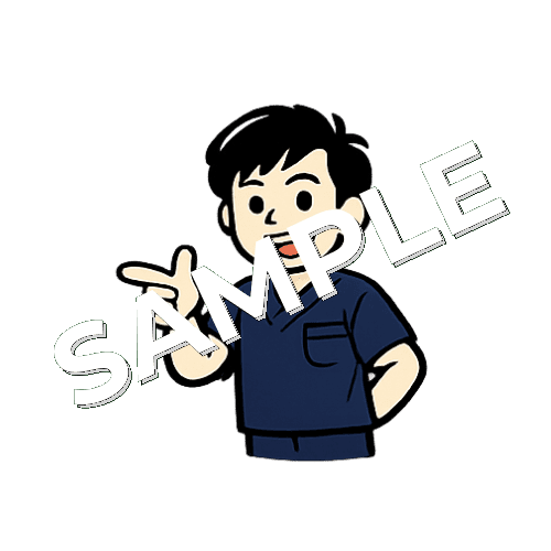 左を指差す男性鍼灸師のイラスト
