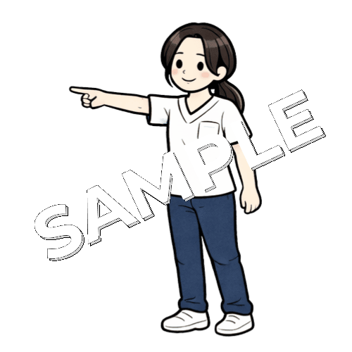 左を指さす女性作業療法士のイラスト