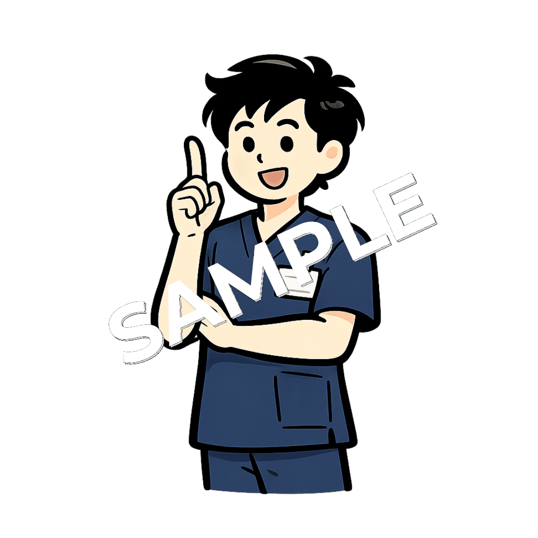 閃いたような男性柔道整復師のイラスト