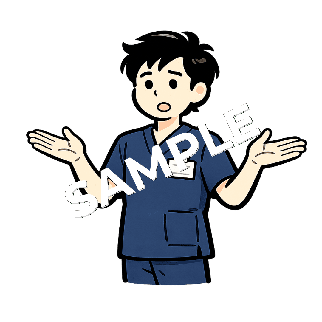 呆れている男性柔道整復師のイラスト