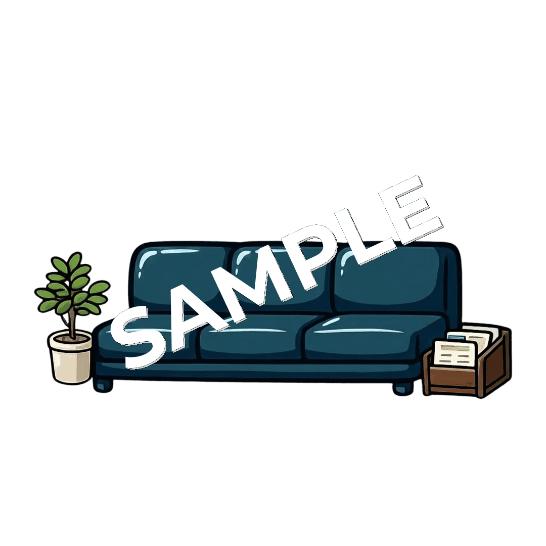 整骨院の待合室にあるネイビーのソファのイラスト
