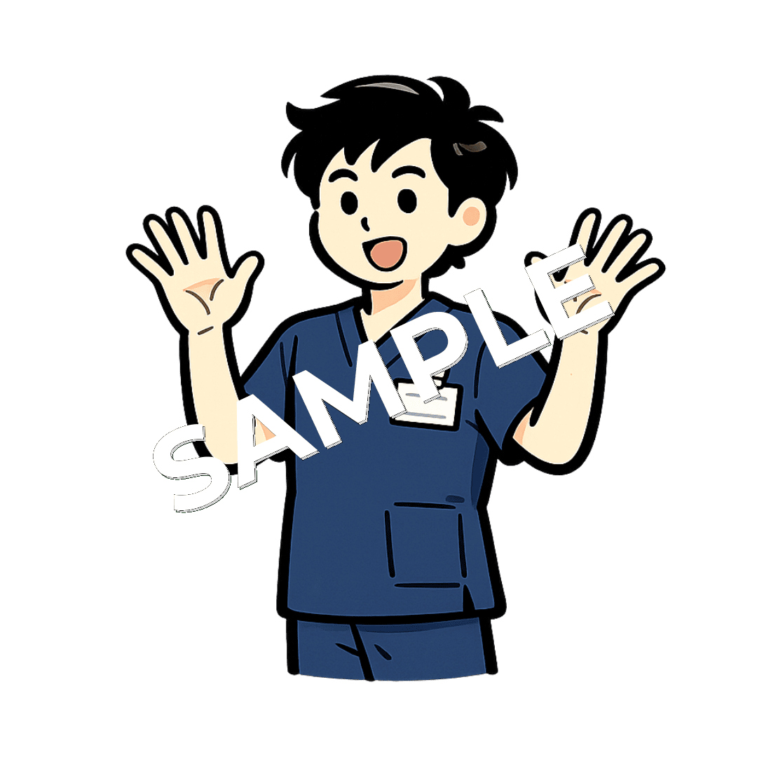 驚いている男性柔道整復師のイラスト