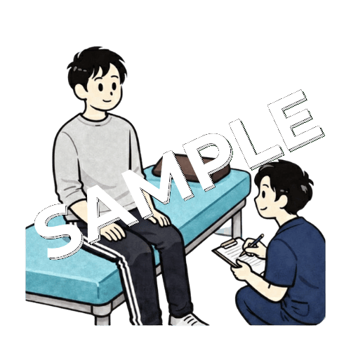 男性患者に問診する男性柔道整復師のイラスト