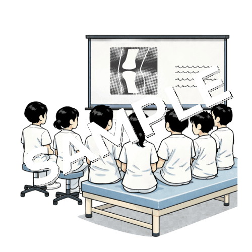 症例検討会を開いている柔道整復師のイラスト