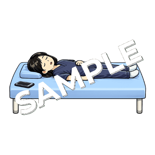 休憩時間に昼寝をしている女性柔道整復師のイラスト