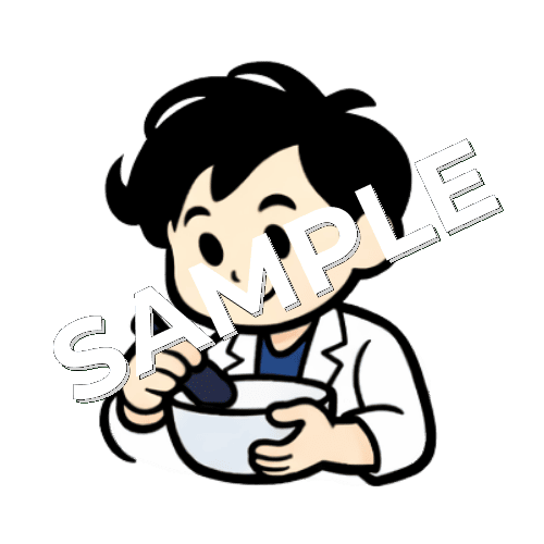 薬を調合している男性薬剤師のイラスト