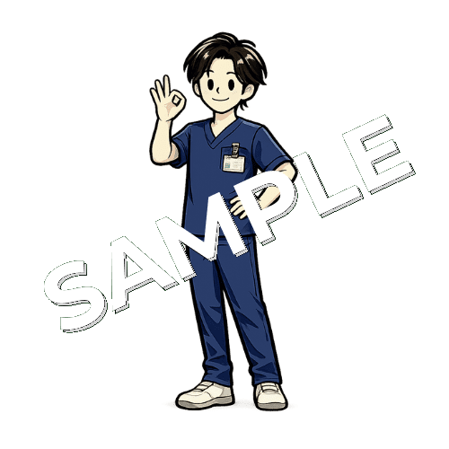 OKポーズをする男性理学療法士のイラスト