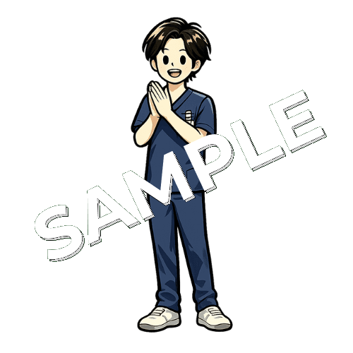 拍手する男性理学療法士のイラスト