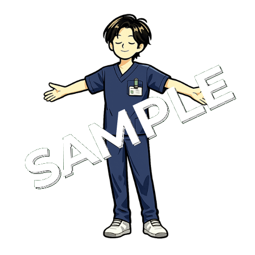 深呼吸する男性理学療法士のイラスト