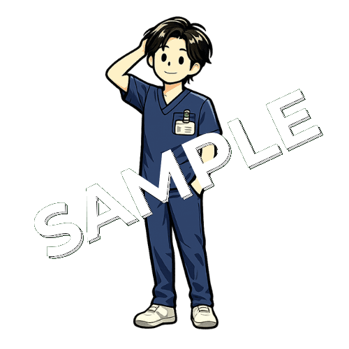 照れる男性理学療法士のイラスト