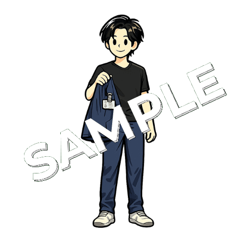 着替えをする男性理学療法士のイラスト