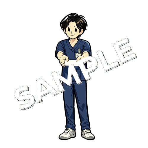 名刺を渡す男性理学療法士のイラスト