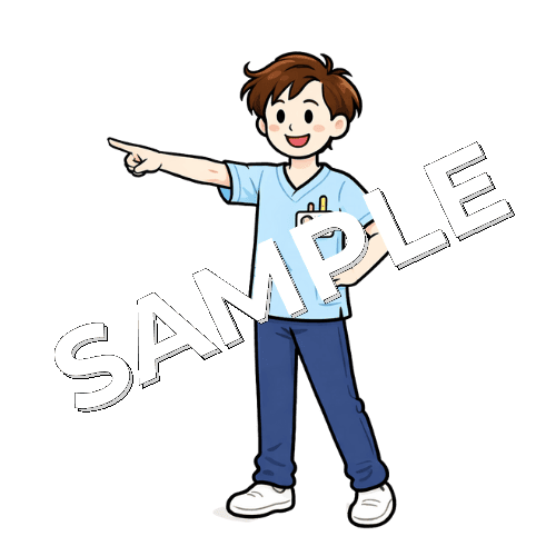 左を指さす男性作業療法士のイラスト