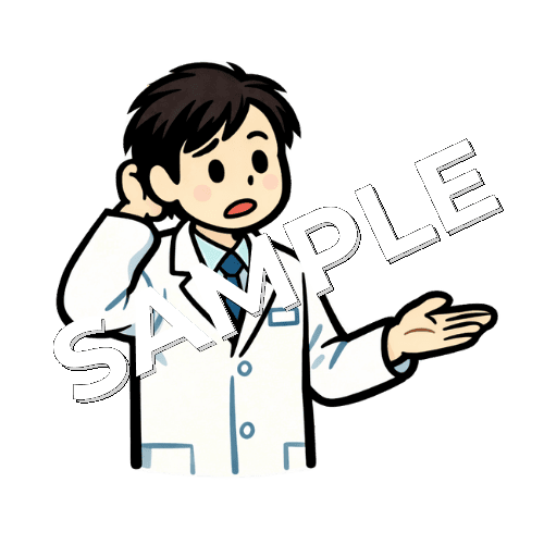 茶髪の男性薬剤師が困っているイラスト