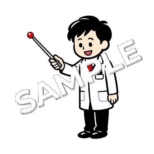男性薬剤師がポインターを持っているイラスト