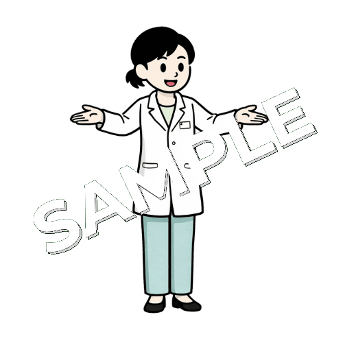 両手を広げている女性薬剤師のイラスト