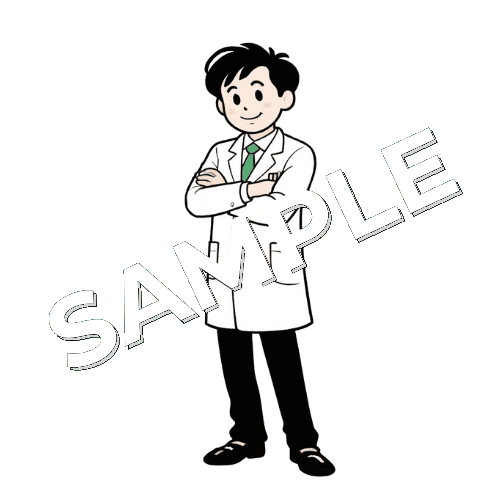 腕を組んでいる男性薬剤師のイラスト