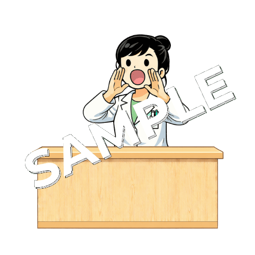 叫んでいる女性薬剤師のイラスト