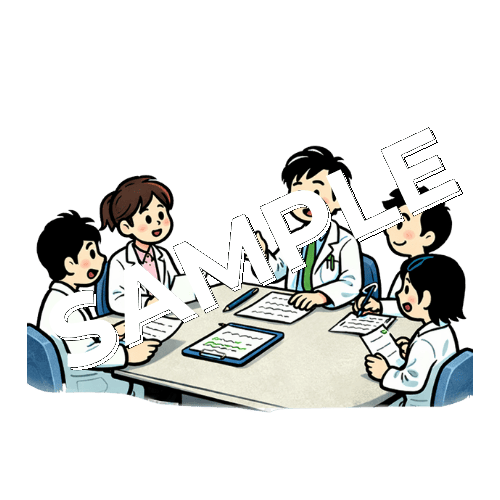 会議をしている薬剤師のイラスト