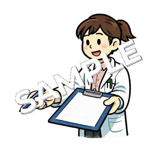 問診表を渡している女性薬剤師のイラスト